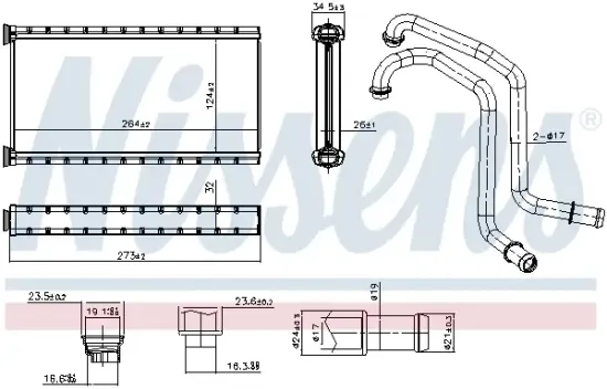 Wärmetauscher, Innenraumheizung NISSENS 707367 Bild Wärmetauscher, Innenraumheizung NISSENS 707367
