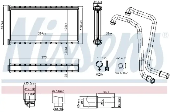 Wärmetauscher, Innenraumheizung NISSENS 707382 Bild Wärmetauscher, Innenraumheizung NISSENS 707382