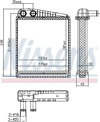 Wärmetauscher, Innenraumheizung NISSENS 707395 Bild Wärmetauscher, Innenraumheizung NISSENS 707395