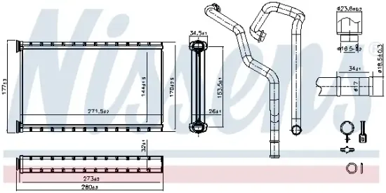Wärmetauscher, Innenraumheizung NISSENS 707407 Bild Wärmetauscher, Innenraumheizung NISSENS 707407