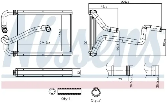 Wärmetauscher, Innenraumheizung NISSENS 707411 Bild Wärmetauscher, Innenraumheizung NISSENS 707411