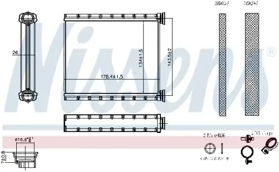 Wärmetauscher, Innenraumheizung NISSENS 707422 Bild Wärmetauscher, Innenraumheizung NISSENS 707422