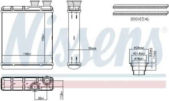 Wärmetauscher, Innenraumheizung Mitte NISSENS 707423 Bild Wärmetauscher, Innenraumheizung Mitte NISSENS 707423