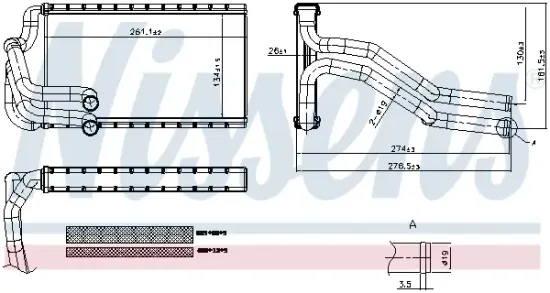 Wärmetauscher, Innenraumheizung NISSENS 707428 Bild Wärmetauscher, Innenraumheizung NISSENS 707428