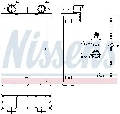 Wärmetauscher, Innenraumheizung NISSENS 70808 Bild Wärmetauscher, Innenraumheizung NISSENS 70808