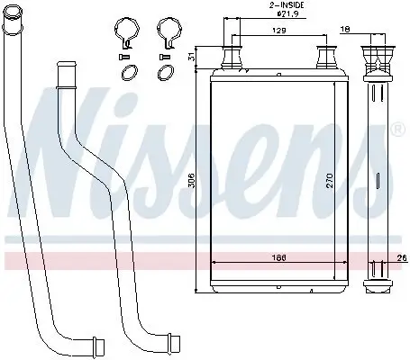 Wärmetauscher, Innenraumheizung NISSENS 70978 Bild Wärmetauscher, Innenraumheizung NISSENS 70978