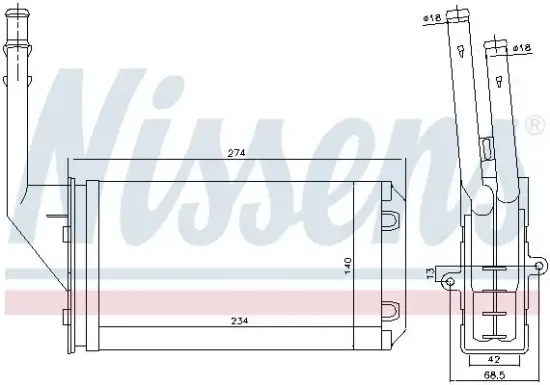 Wärmetauscher, Innenraumheizung NISSENS 71143 Bild Wärmetauscher, Innenraumheizung NISSENS 71143