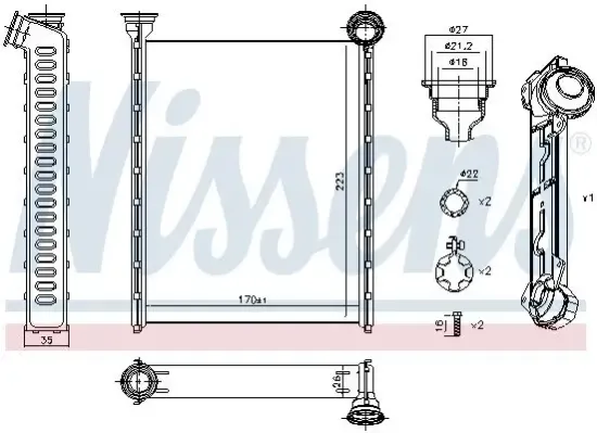 Wärmetauscher, Innenraumheizung NISSENS 71162 Bild Wärmetauscher, Innenraumheizung NISSENS 71162