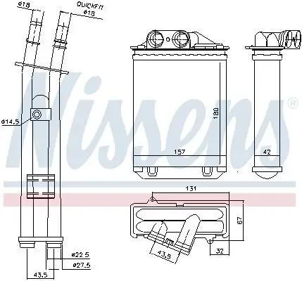 Wärmetauscher, Innenraumheizung NISSENS 71459 Bild Wärmetauscher, Innenraumheizung NISSENS 71459