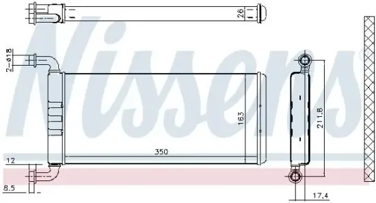 Wärmetauscher, Innenraumheizung NISSENS 72041 Bild Wärmetauscher, Innenraumheizung NISSENS 72041