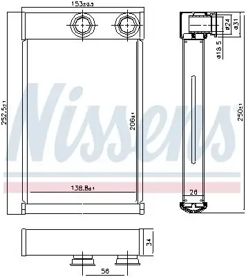 Wärmetauscher, Innenraumheizung NISSENS 72669 Bild Wärmetauscher, Innenraumheizung NISSENS 72669