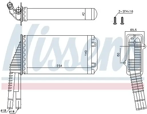 Wärmetauscher, Innenraumheizung NISSENS 72953 Bild Wärmetauscher, Innenraumheizung NISSENS 72953