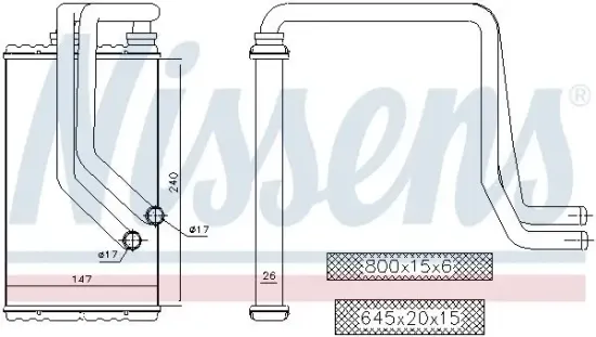 Wärmetauscher, Innenraumheizung NISSENS 72956 Bild Wärmetauscher, Innenraumheizung NISSENS 72956