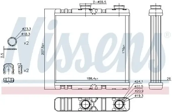 Wärmetauscher, Innenraumheizung NISSENS 73342 Bild Wärmetauscher, Innenraumheizung NISSENS 73342