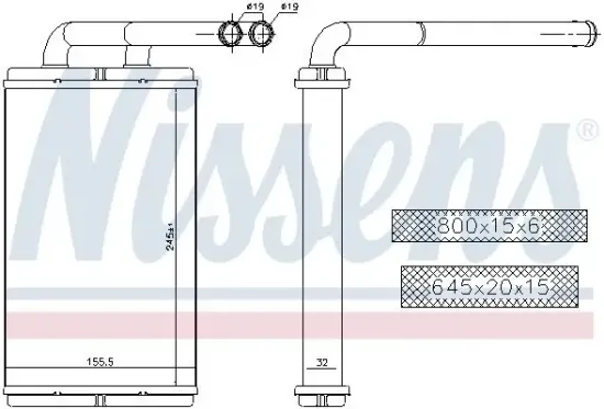 Wärmetauscher, Innenraumheizung NISSENS 73676 Bild Wärmetauscher, Innenraumheizung NISSENS 73676