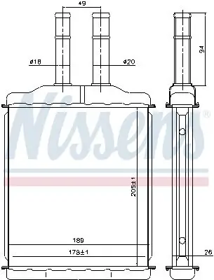 Wärmetauscher, Innenraumheizung NISSENS 76505 Bild Wärmetauscher, Innenraumheizung NISSENS 76505