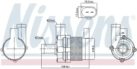 Zusatzwasserpumpe (Kühlwasserkreislauf) 12 V NISSENS 831067 Bild Zusatzwasserpumpe (Kühlwasserkreislauf) 12 V NISSENS 831067