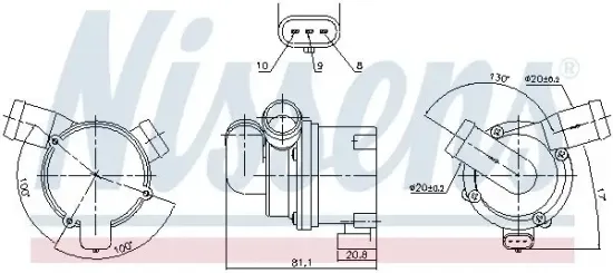 Zusatzwasserpumpe (Kühlwasserkreislauf) 12 V NISSENS 831120 Bild Zusatzwasserpumpe (Kühlwasserkreislauf) 12 V NISSENS 831120