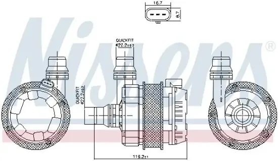 Wasserpumpe, Motorkühlung 12 V NISSENS 831351 Bild Wasserpumpe, Motorkühlung 12 V NISSENS 831351