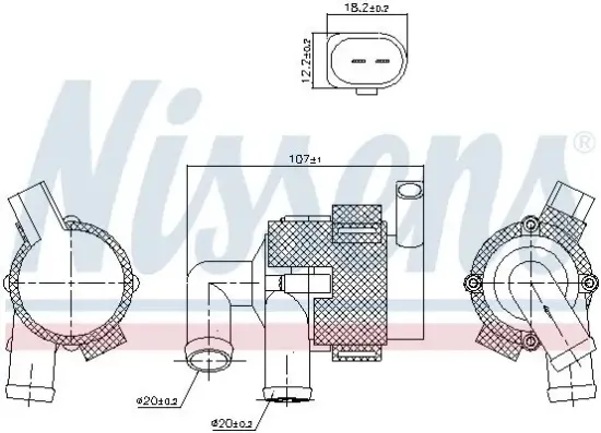 Zusatzwasserpumpe (Kühlwasserkreislauf) 12 V NISSENS 831380 Bild Zusatzwasserpumpe (Kühlwasserkreislauf) 12 V NISSENS 831380