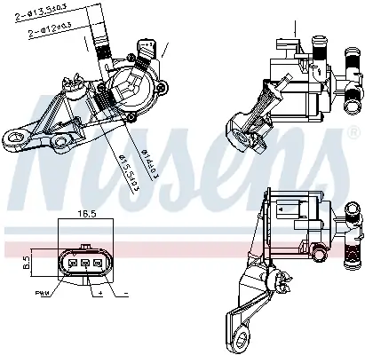 Zusatzwasserpumpe (Kühlwasserkreislauf) 12 V NISSENS 832115 Bild Zusatzwasserpumpe (Kühlwasserkreislauf) 12 V NISSENS 832115