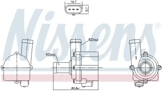 Wasserpumpe, Motorkühlung 12 V NISSENS 832121 Bild Wasserpumpe, Motorkühlung 12 V NISSENS 832121