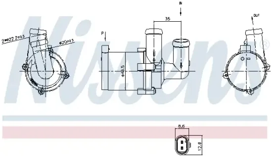 Zusatzwasserpumpe (Kühlwasserkreislauf) 12 V NISSENS 832125 Bild Zusatzwasserpumpe (Kühlwasserkreislauf) 12 V NISSENS 832125