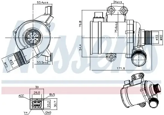 Wasserpumpe, Motorkühlung 12 V NISSENS 832142 Bild Wasserpumpe, Motorkühlung 12 V NISSENS 832142