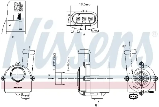 Zusatzwasserpumpe (Kühlwasserkreislauf) 12 V NISSENS 832175 Bild Zusatzwasserpumpe (Kühlwasserkreislauf) 12 V NISSENS 832175