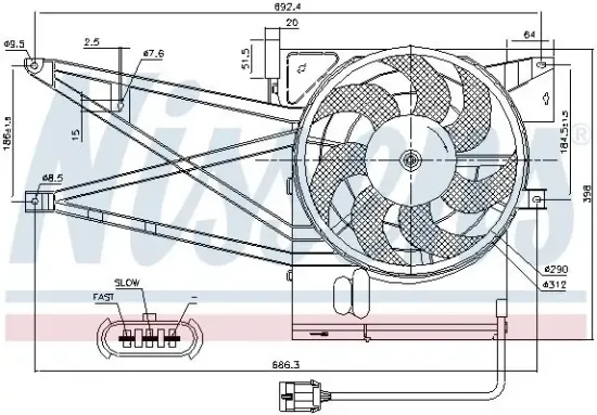 Lüfter, Motorkühlung 12 V NISSENS 85017 Bild Lüfter, Motorkühlung 12 V NISSENS 85017