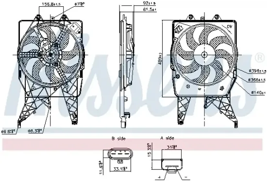 Lüfter, Motorkühlung 12 V NISSENS 850273 Bild Lüfter, Motorkühlung 12 V NISSENS 850273