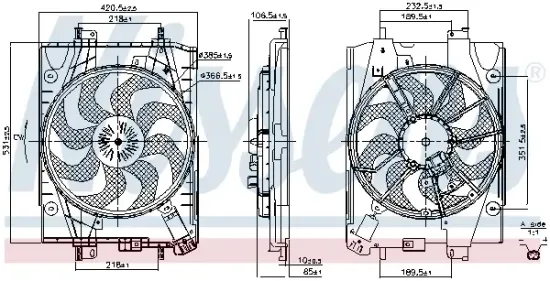 Lüfter, Motorkühlung 12 V NISSENS 851057 Bild Lüfter, Motorkühlung 12 V NISSENS 851057