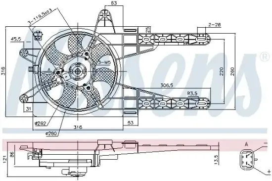 Lüfter, Motorkühlung 12 V NISSENS 85141 Bild Lüfter, Motorkühlung 12 V NISSENS 85141