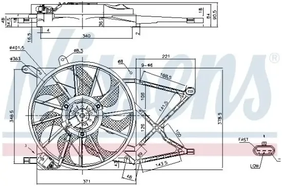 Lüfter, Motorkühlung 12 V NISSENS 85154 Bild Lüfter, Motorkühlung 12 V NISSENS 85154