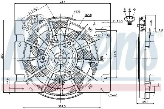 Lüfter, Motorkühlung 12 V NISSENS 85186 Bild Lüfter, Motorkühlung 12 V NISSENS 85186