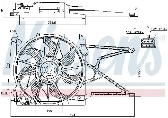 Lüfter, Motorkühlung 12 V NISSENS 85188 Bild Lüfter, Motorkühlung 12 V NISSENS 85188