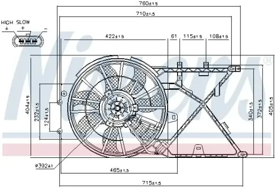 Lüfter, Motorkühlung 12 V NISSENS 85210 Bild Lüfter, Motorkühlung 12 V NISSENS 85210