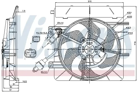 Lüfter, Motorkühlung 12 V NISSENS 85307 Bild Lüfter, Motorkühlung 12 V NISSENS 85307
