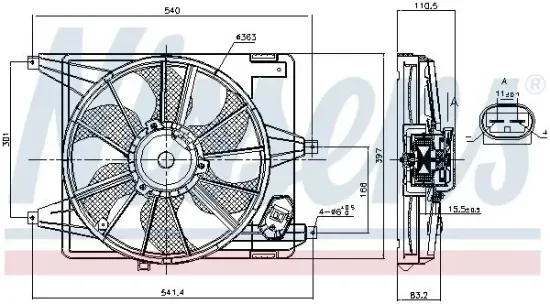 Lüfter, Motorkühlung 12 V NISSENS 85708 Bild Lüfter, Motorkühlung 12 V NISSENS 85708