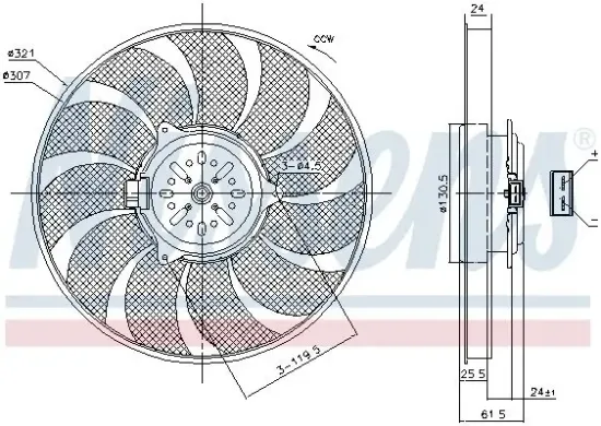 Lüfter, Motorkühlung 12 V NISSENS 85786 Bild Lüfter, Motorkühlung 12 V NISSENS 85786