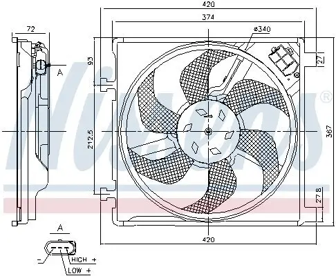 Lüfter, Motorkühlung 12 V NISSENS 85869 Bild Lüfter, Motorkühlung 12 V NISSENS 85869