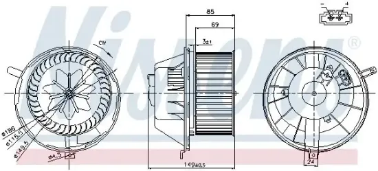 Innenraumgebläse 12 V NISSENS 87034 Bild Innenraumgebläse 12 V NISSENS 87034