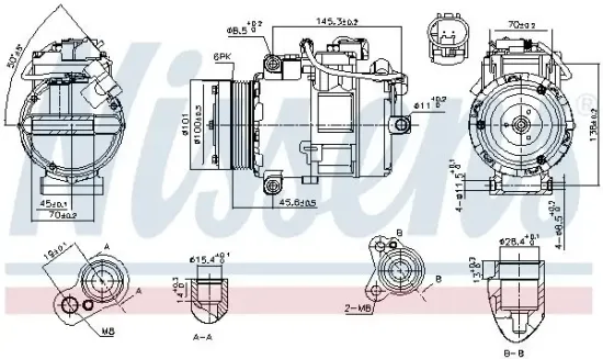 Kompressor, Klimaanlage 12 V NISSENS 890012 Bild Kompressor, Klimaanlage 12 V NISSENS 890012