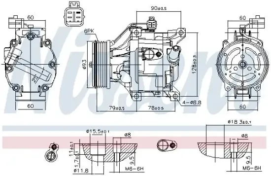 Kompressor, Klimaanlage 12 V NISSENS 890036 Bild Kompressor, Klimaanlage 12 V NISSENS 890036