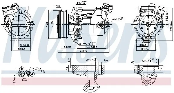 Kompressor, Klimaanlage 12 V NISSENS 890042