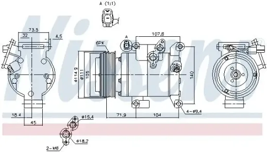 Kompressor, Klimaanlage 12 V NISSENS 890045 Bild Kompressor, Klimaanlage 12 V NISSENS 890045