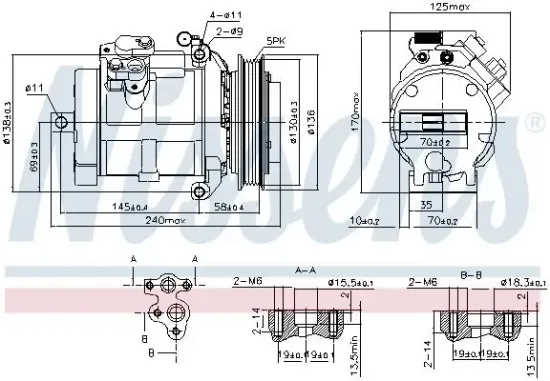 Kompressor, Klimaanlage 12 V NISSENS 890049 Bild Kompressor, Klimaanlage 12 V NISSENS 890049