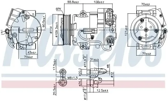 Kompressor, Klimaanlage 12 V NISSENS 890058 Bild Kompressor, Klimaanlage 12 V NISSENS 890058