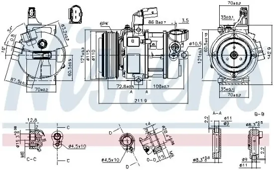 Kompressor, Klimaanlage 12 V NISSENS 890087 Bild Kompressor, Klimaanlage 12 V NISSENS 890087