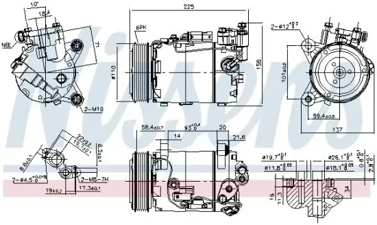 Kompressor, Klimaanlage 12 V NISSENS 890098 Bild Kompressor, Klimaanlage 12 V NISSENS 890098